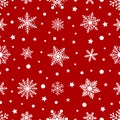 Seamless pattern snowflakes on red background vector illustration